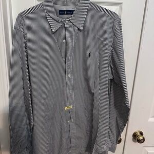 Navy & White Striped Men's Shirt